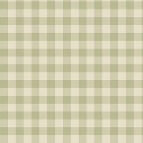 3/8" Gingham Green Tea / Cream E7DFC8