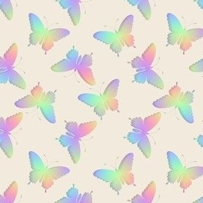 Rainbow Butterflies Merino White