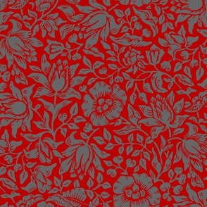 1879 "Mallow" by William Morris - Ohio State colors - Gray on Scarlet