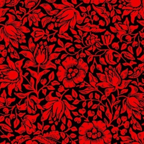 1879 "Mallow" by William Morris - Cincinnati colors - Red on Black