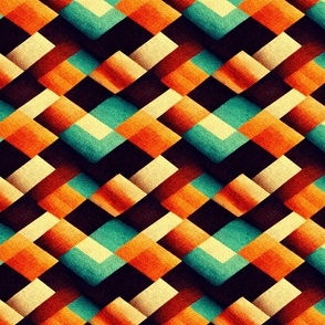 Abstract Checkers | 1970s Warm Psychedelic