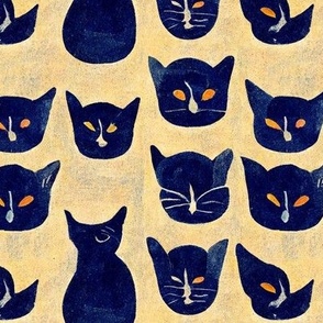 Midnight Blue Cats | Matisse-esque