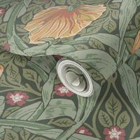 Pimpernel William Morris - 1128 large // pale gold and antique green - soft bg