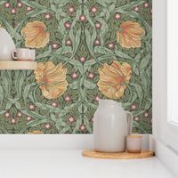 Pimpernel William Morris - 1128 large // pale gold and antique green - soft bg