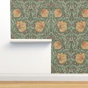 Pimpernel William Morris - 1128 large // pale gold and antique green - soft bg