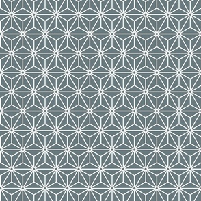 35 Geometric Stars- Japanese Hemp Leaves- Asanoha- White on Slate Gray- Grey Blue Background- Petal Solids Coordinate- Small