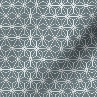 35 Geometric Stars- Japanese Hemp Leaves- Asanoha- White on Slate Gray- Grey Blue Background- Petal Solids Coordinate- sMini