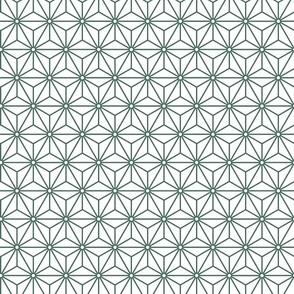 36 Geometric Stars- Japanese Hemp Leaves- Asanoha- Sashiko- Japandi- Pine Green on White Background- Petal Solids Coordinate- Small