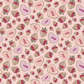 Heart Cookies and Chocolate Strawberries