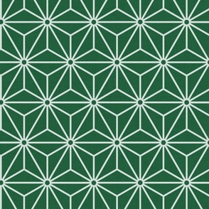 37 Geometric Stars- Japanese Hemp Leaves- Asanoha- Emerald Green Background- Petal Solids Coordinate- Medium