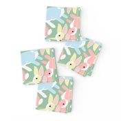 Hopful Bunny Rabbits in Pastel Easter Colors