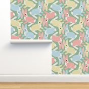 Hopful Bunny Rabbits in Pastel Easter Colors