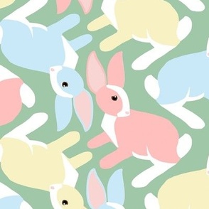 Hopful Bunny Rabbits in Pastel Easter Colors