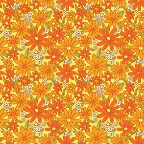 Groovy Floral Print - Orange and Yellow