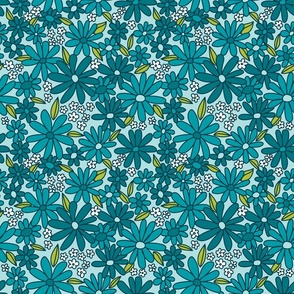 Groovy Floral Print - Blue