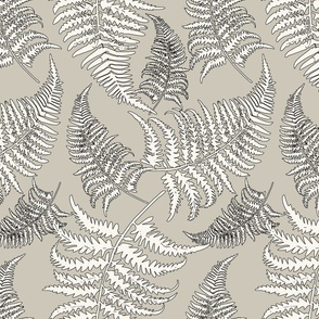 Whispering Ferns - 3005 large // Greige Black Cream