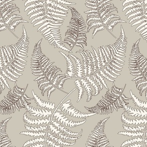 Whispering Ferns - 3006 large // Greige and Cream