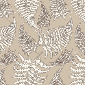 Whispering Ferns  - 3007 large // Beige tan and Cream