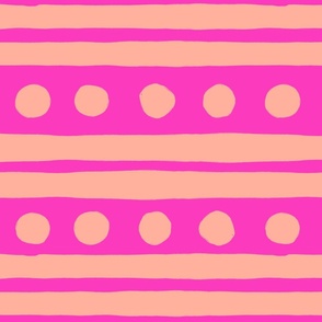 circles and double stripes pink peach