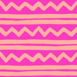 zig zag double stripes pink and peach