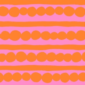 overlapping circles and stripes orange and pink