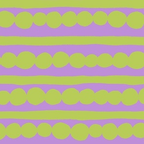 overlapping circles and stripes purple and lime green
