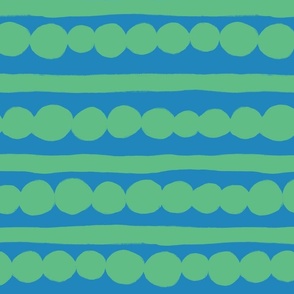 overlapping circles and stripes blue and green