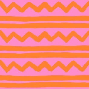 zig zag double stripes pink and orange
