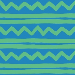 zig zag double stripes blue and green