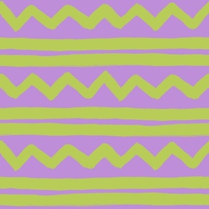 zig zag double stripes purple and lime