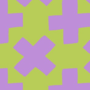 plus and crosses purple and lime green