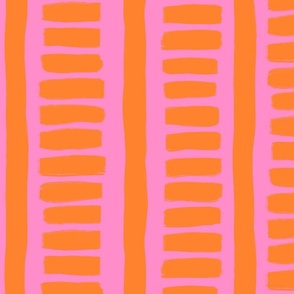 vertical and horizontal stripes pink and orange