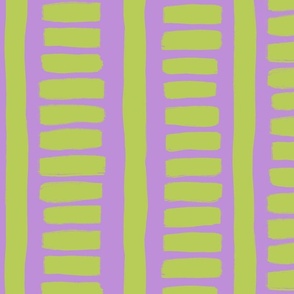 vertical and horizontal stripes purple and lime green