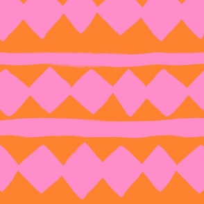 diamond line art pink and orange