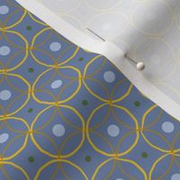 Large gender neutral denim blue & yellow geometric design for shirts, dresses and quilts