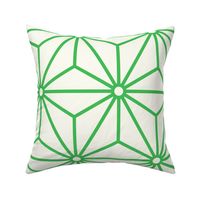 39 Geometric Stars- Japanese Hemp Leaves- Asanoha- Grass Green on Off White Background- Petal Solids Coordinate- Extra Large