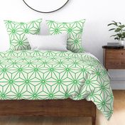 39 Geometric Stars- Japanese Hemp Leaves- Asanoha- Grass Green on Off White Background- Petal Solids Coordinate- Extra Large