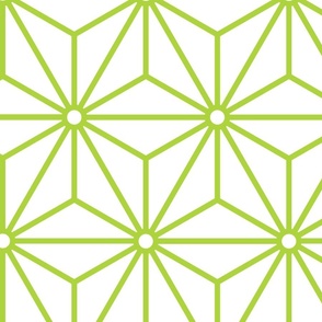 40 Geometric Stars- Japanese Hemp Leaves- Asanoha- Lime Green on Off White Background- Petal Solids Coordinate- Extra Large