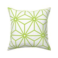 40 Geometric Stars- Japanese Hemp Leaves- Asanoha- Lime Green on Off White Background- Petal Solids Coordinate- Large