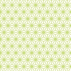40 Geometric Stars- Japanese Hemp Leaves- Asanoha- Lime Green on Off White Background- Petal Solids Coordinate- Small