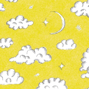 clouds and new moon on lemon lime | large 