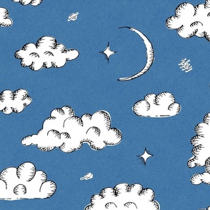 clouds and new moon on blue | large 