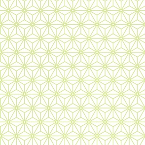 41 Geometric Stars- Japanese Hemp Leaves- Asanoha- Honeydew Light Green on Off White Background- Petal Solids Coordinate- Small