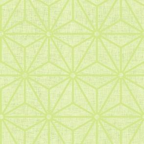41 Geometric Stars- Japanese Hemp Leaves- Asanoha- Linen Texture on Pastel Green- Honeydew- Petal Solids Coordinate- Large