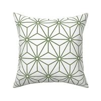 42 Geometric Stars- Japanese Hemp Leaves- Asanoha- Sage Green on White Background- Petal Solids Coordinate- Medium