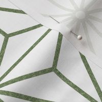 42 Geometric Stars- Japanese Hemp Leaves- Asanoha- Sage Green on White Background- Petal Solids Coordinate- Medium