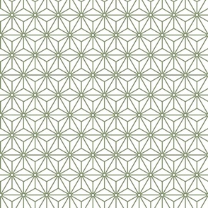 42 Geometric Stars- Japanese Hemp Leaves- Asanoha- Sage Green on White Background- Petal Solids Coordinate- Small