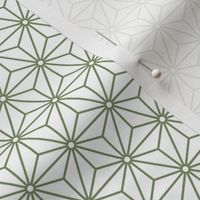 42 Geometric Stars- Japanese Hemp Leaves- Asanoha- Sage Green on White Background- Petal Solids Coordinate- sMini