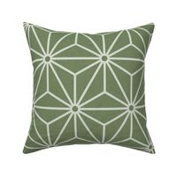 42 Geometric Stars- Japanese Hemp Leaves- Asanoha- Sashiko- Sage Green- Petal Solids Coordinate- Large