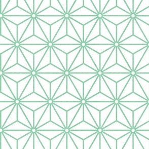 43 Geometric Stars- Japanese Hemp Leaves- Asanoha- Sashiko- Jade Green on White Background- Petal Solids Coordinate- Medium